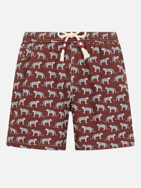 Man lightweight fabric swim-shorts Lighting 70 with micro cheeta print - MC2 Saint Barth