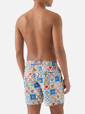 Lighting 70 swim shorts with multicolor majolica print