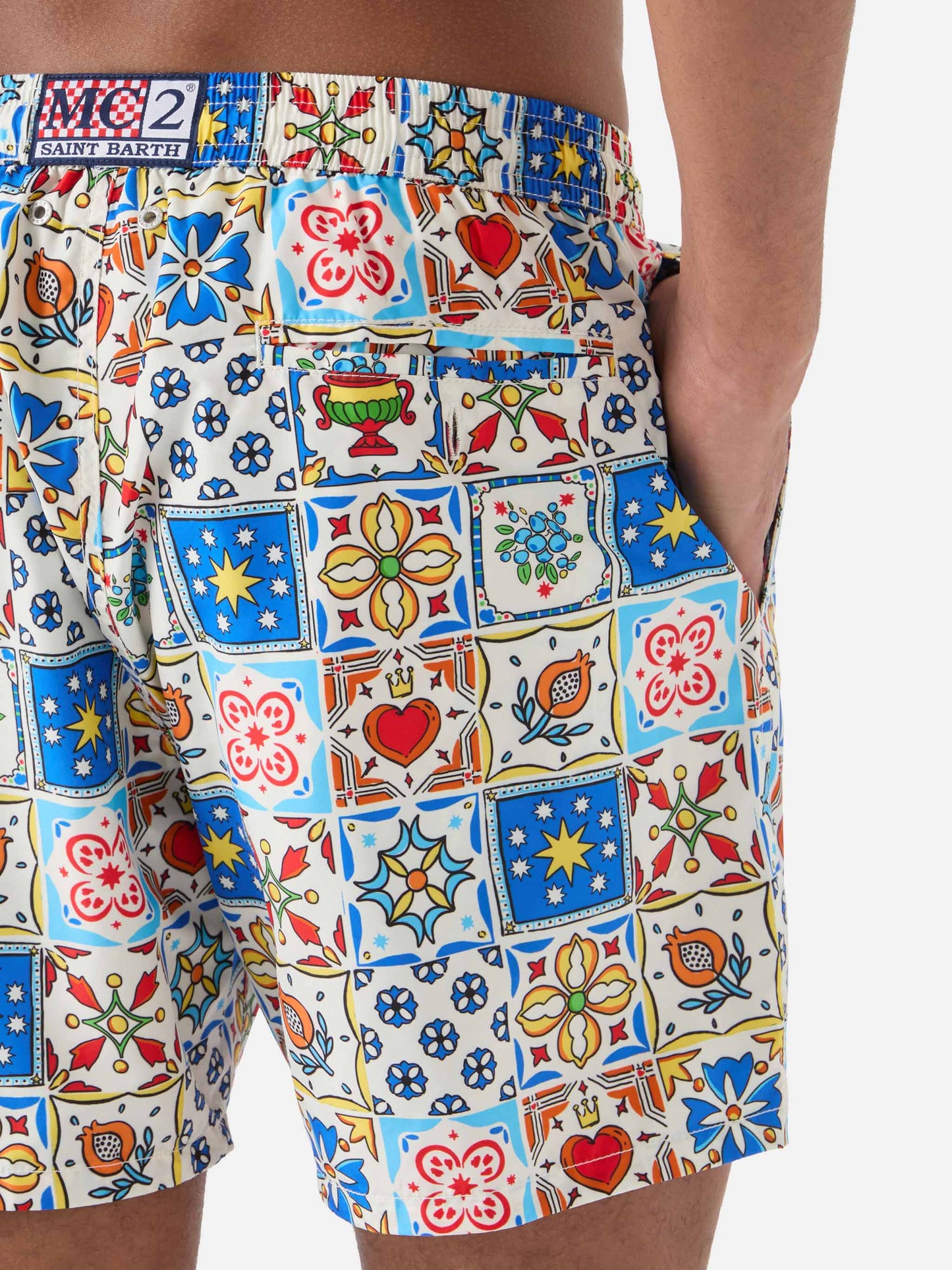 Lighting 70 swim shorts with multicolor majolica print