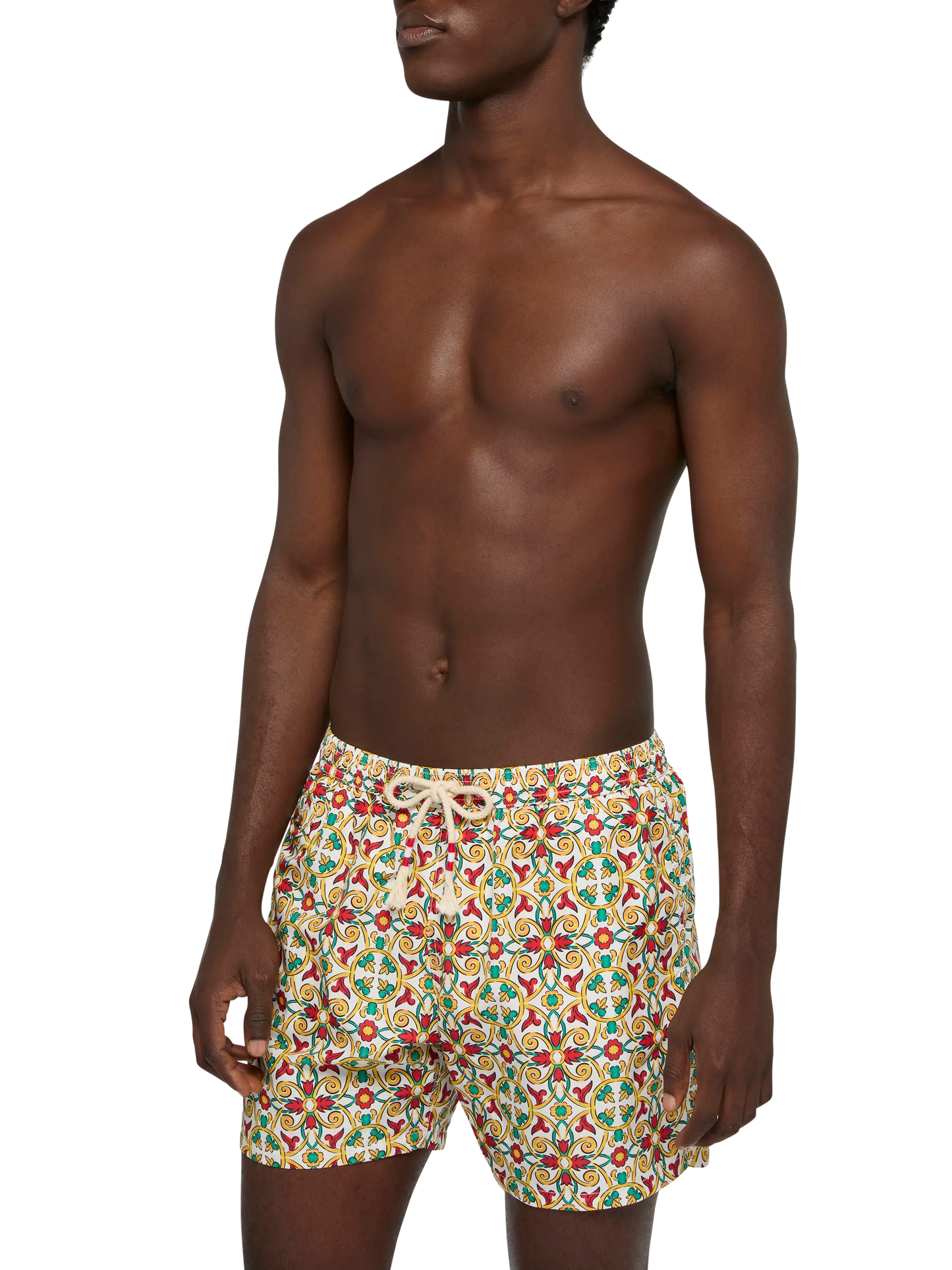 Lightweight fabric swim-shorts Lighting 70 with majolica print