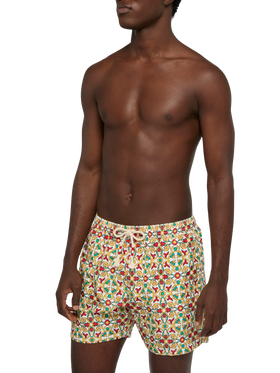 Lightweight fabric swim-shorts Lighting 70 with majolica print