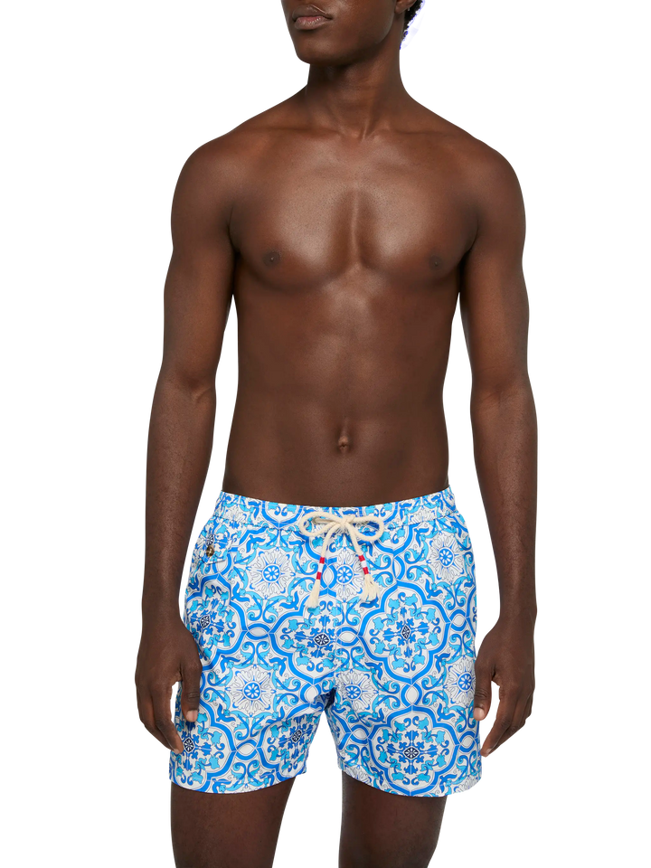Badeshorts aus leichtem Stoff Lighting 70 mit Majolika-Druck