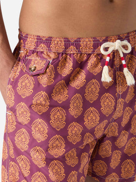Lightweight fabric swim-shorts Lighting 70 with indian print
