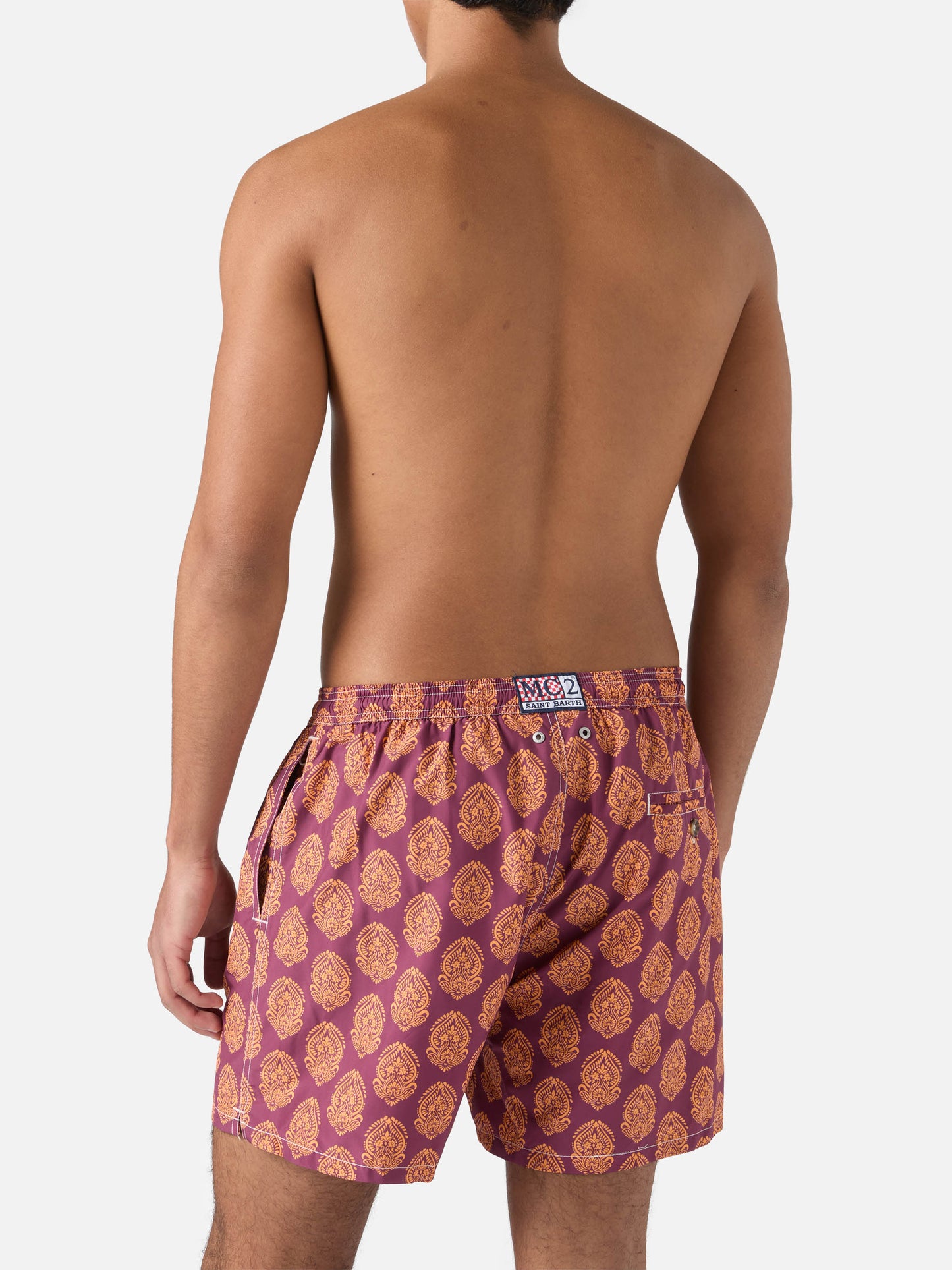 Lightweight fabric swim-shorts Lighting 70 with indian print