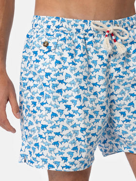 Badeshorts Lighting 70 aus leichtem Stoff mit Hai-Print