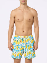 Herren-Badeshorts Lighting 70 aus leichtem Stoff mit Majolika-Print