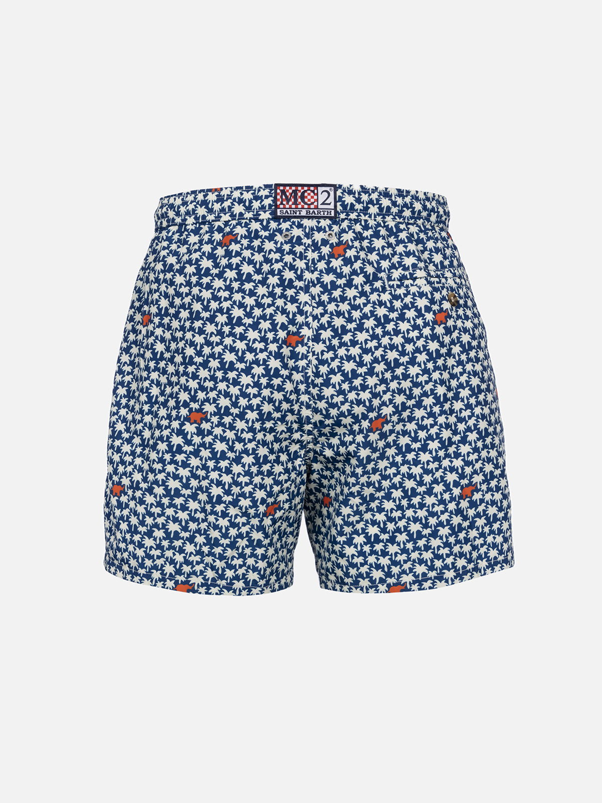 Man lightweight fabric swim-shorts Lighting 70 with palm print - MC2 Saint Barth