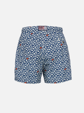 Man lightweight fabric swim-shorts Lighting 70 with palm print - MC2 Saint Barth