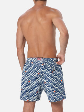 Man lightweight fabric swim-shorts Lighting 70 with palm print - MC2 Saint Barth