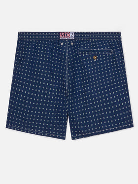 Navy Lighting Micro swim shorts with all-over paisley print