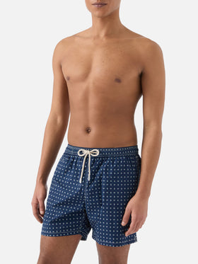Navy Lighting Micro swim shorts with all-over paisley print