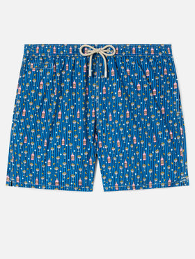 Navy Lighting Micro swim shorts with all-over cocktail print
