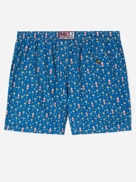 Navy Lighting Micro swim shorts with all-over cocktail print