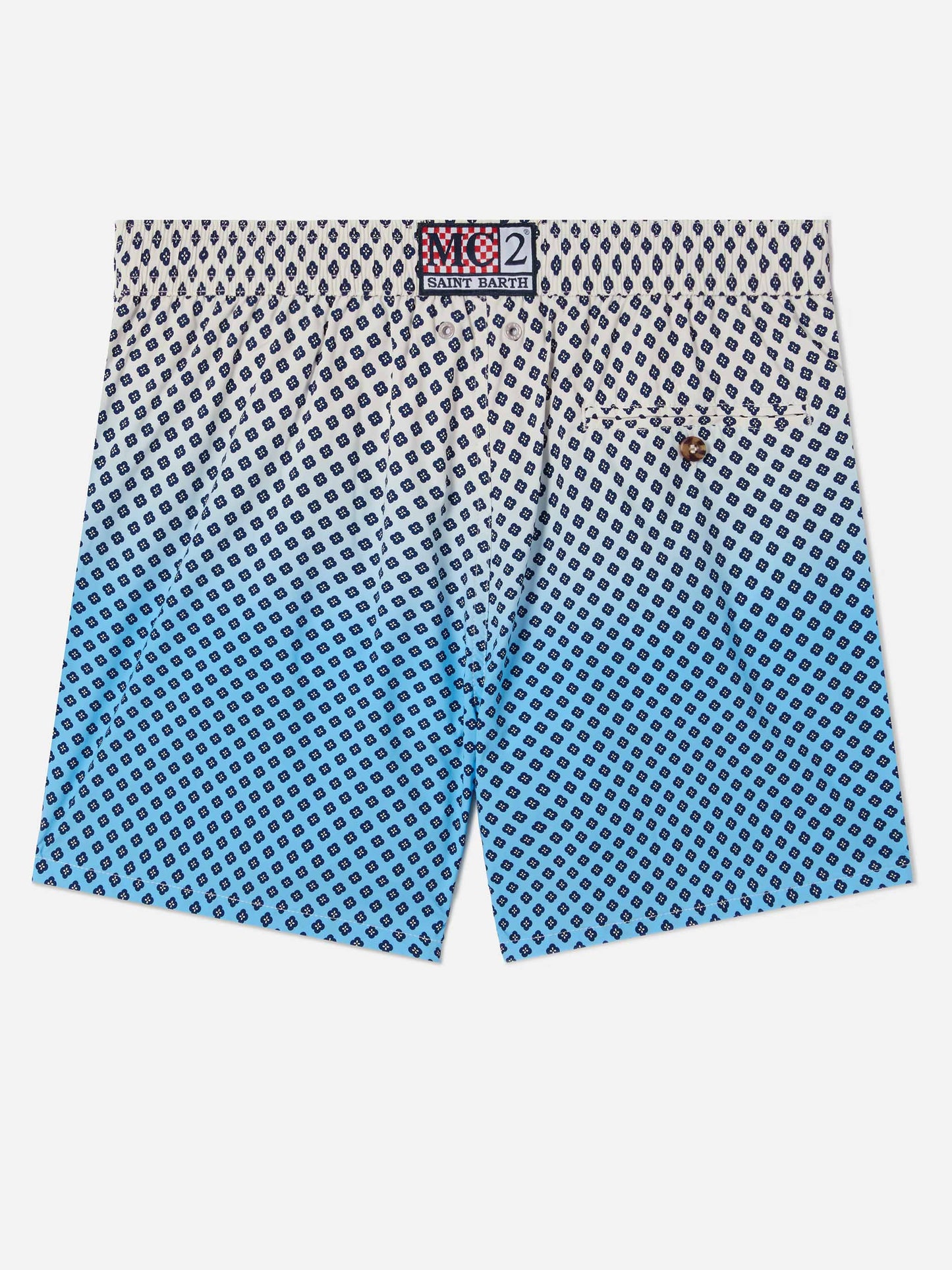 Lighting Micro swim shorts with geometric print on shaded background
