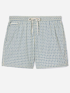 Lighting Micro white swim shorts with all-over geometric print