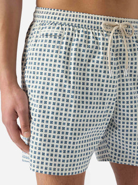 Lighting Micro white swim shorts with all-over geometric print