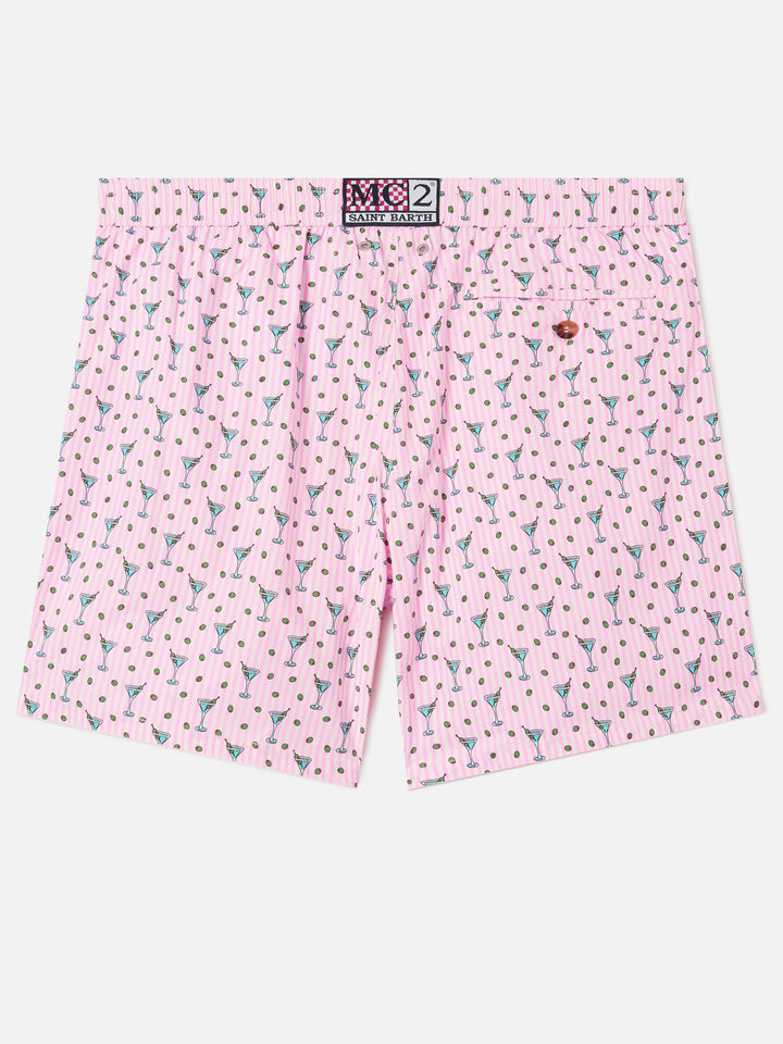 Pink Lighting Micro swim shorts with all-over cocktail print