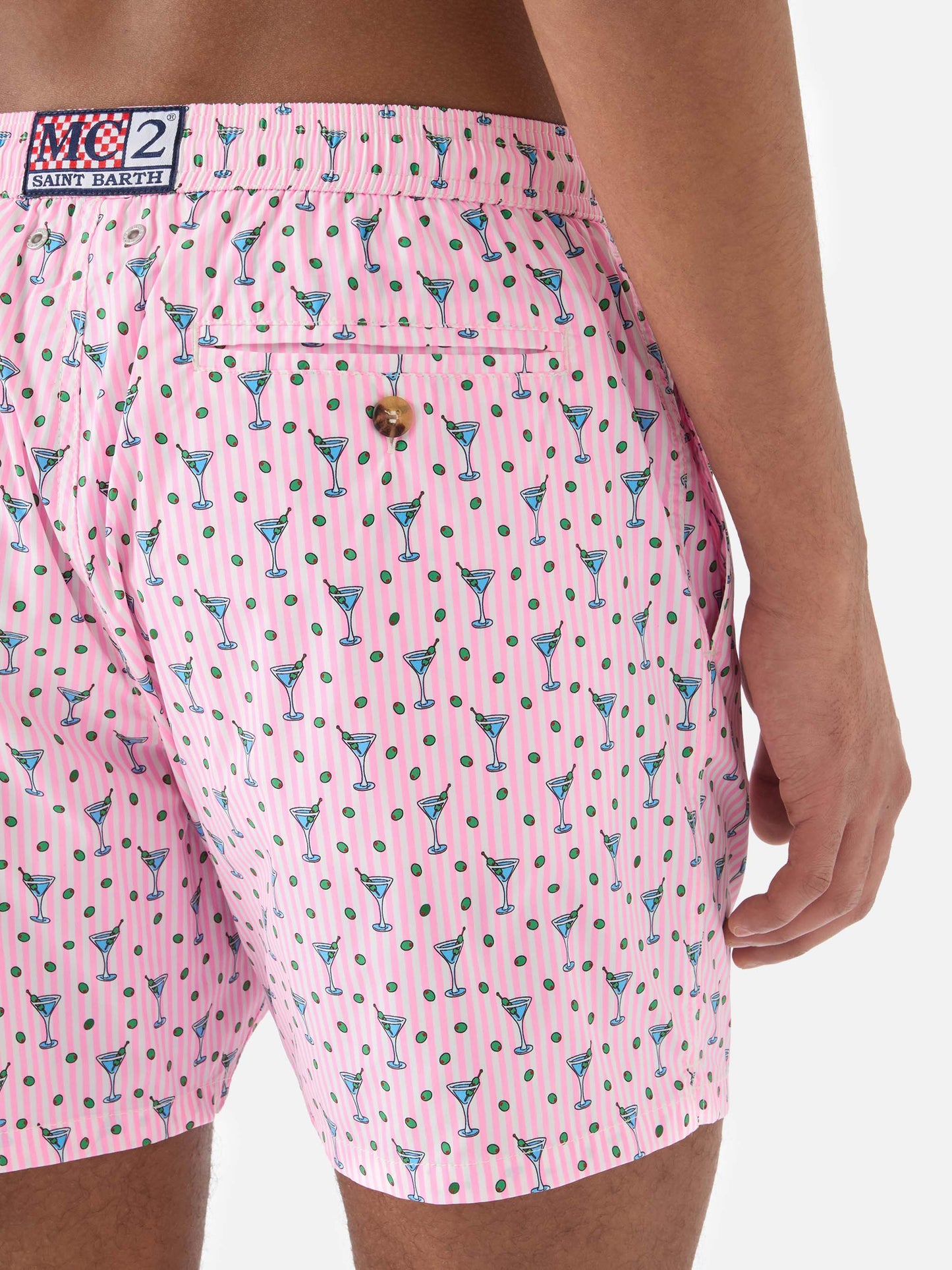 Pink Lighting Micro swim shorts with all-over cocktail print