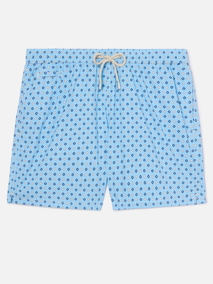 Light blue Lighting Micro swim shorts with all-over geometric print