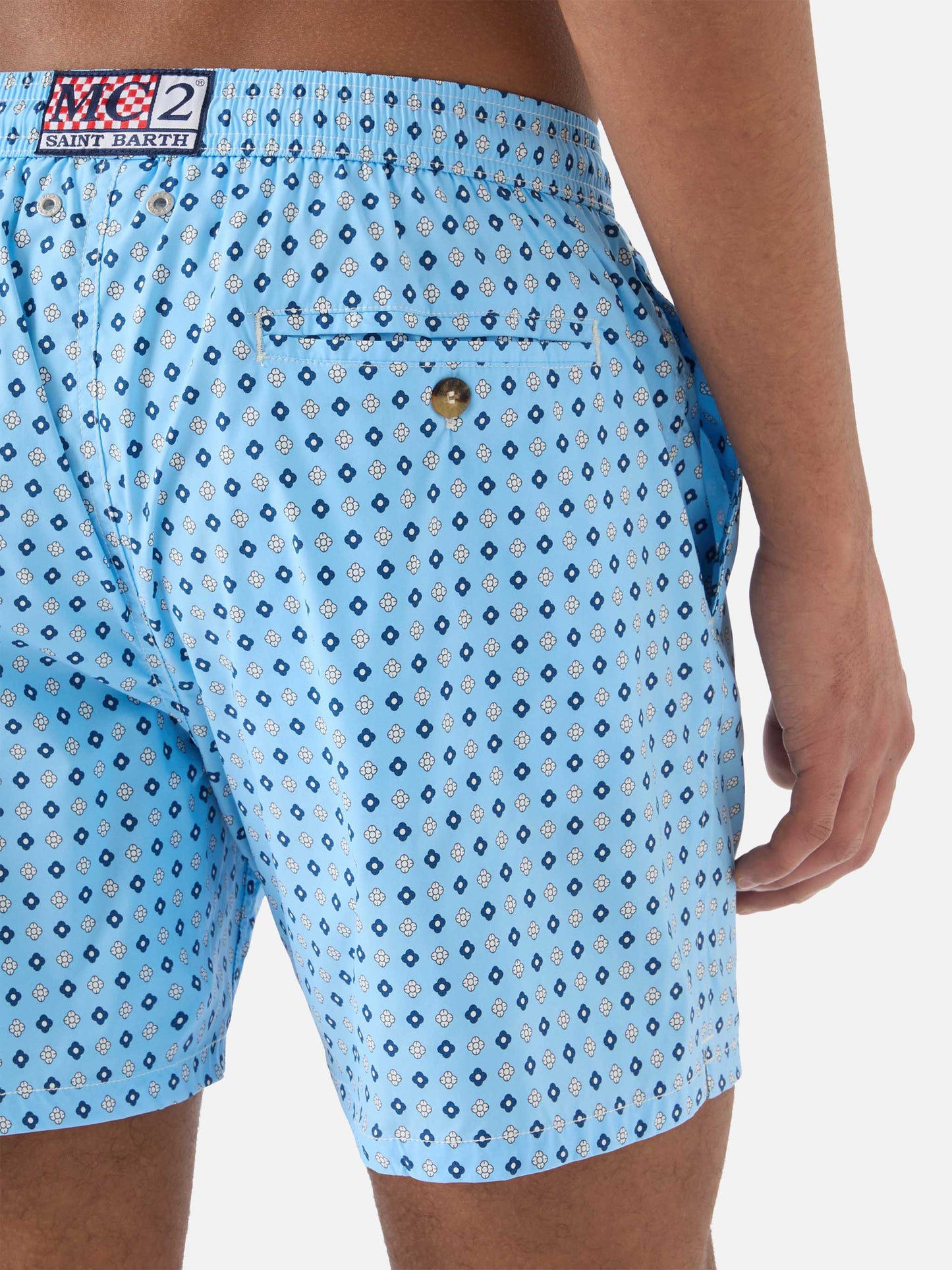 Light blue Lighting Micro swim shorts with all-over geometric print