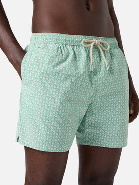 Green Lighting Micro swim shorts with all-over palm print