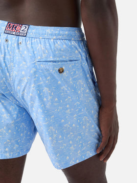 Light blue Lighting Micro swim shorts with tropical print