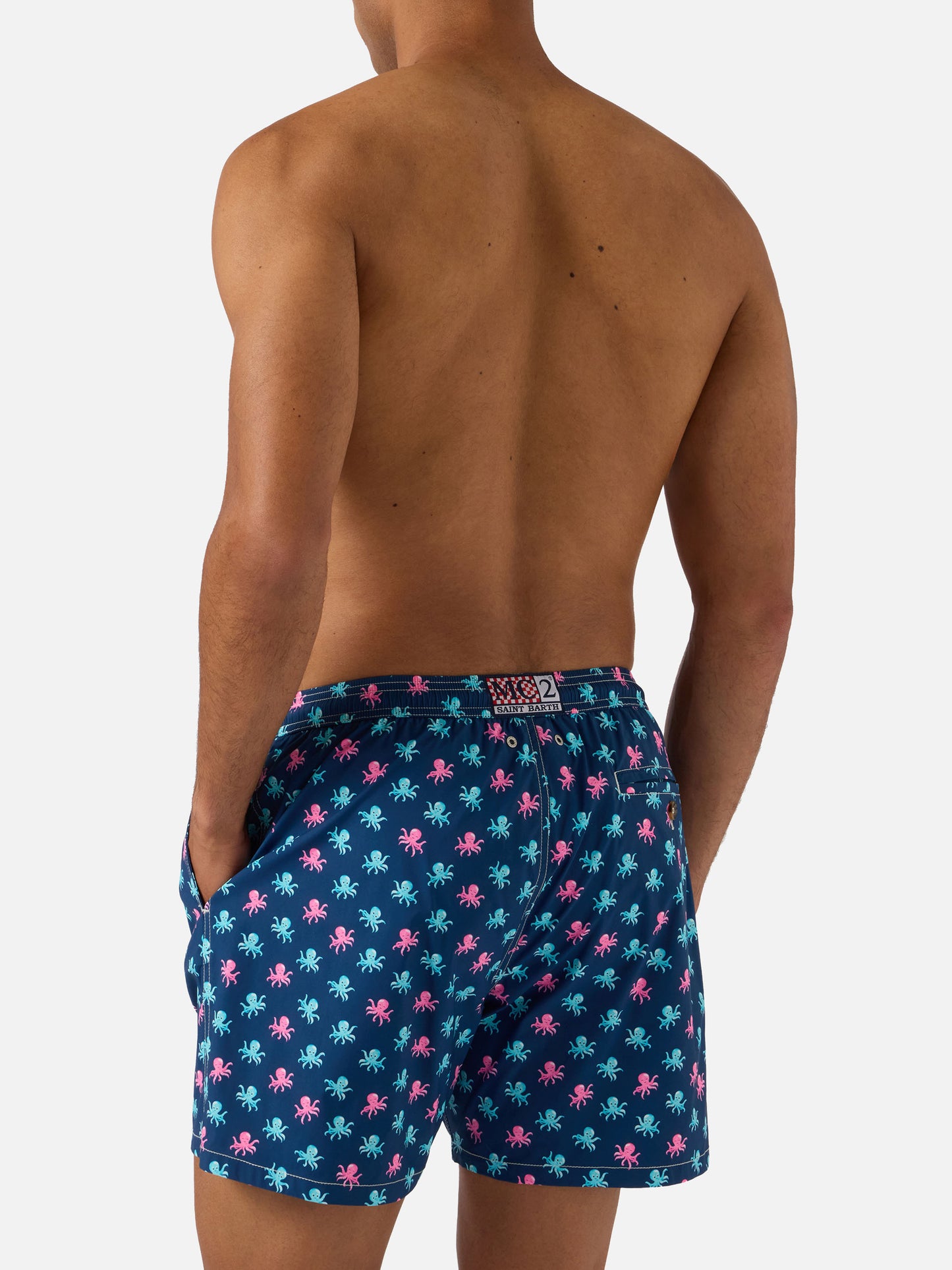 Navy blue Lighting Micro swim shorts with all-over octopus print