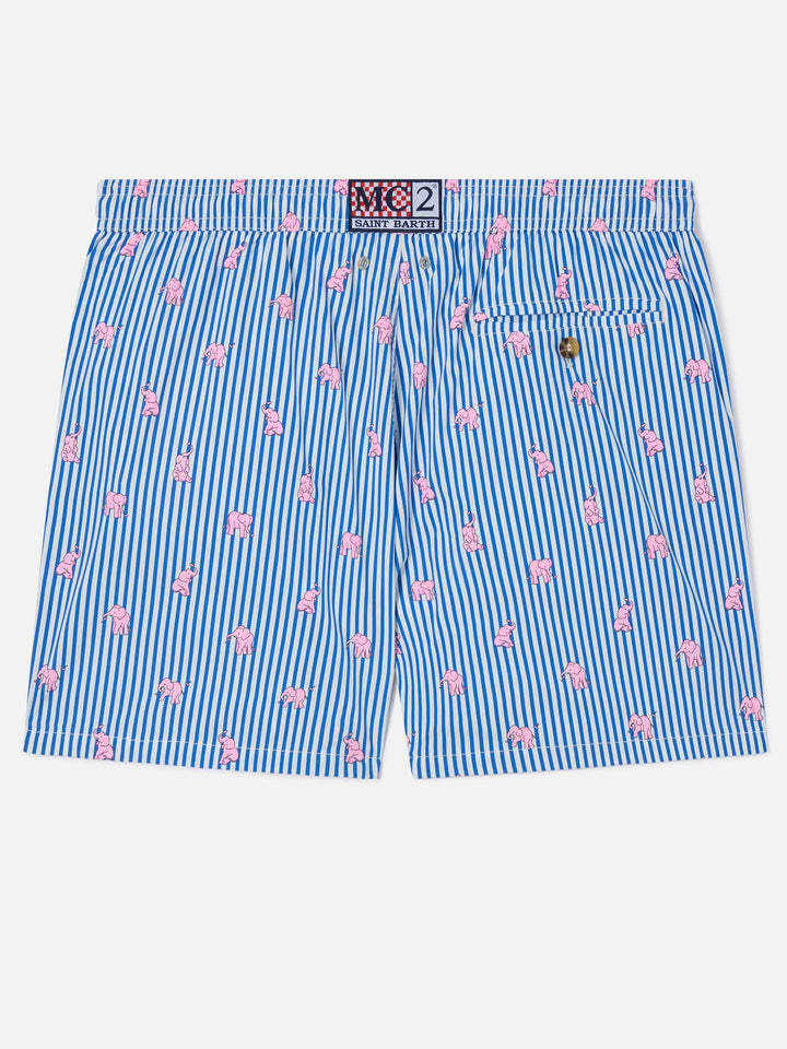 Costume mare Lighting Micro navy con stampa elefanti all-over