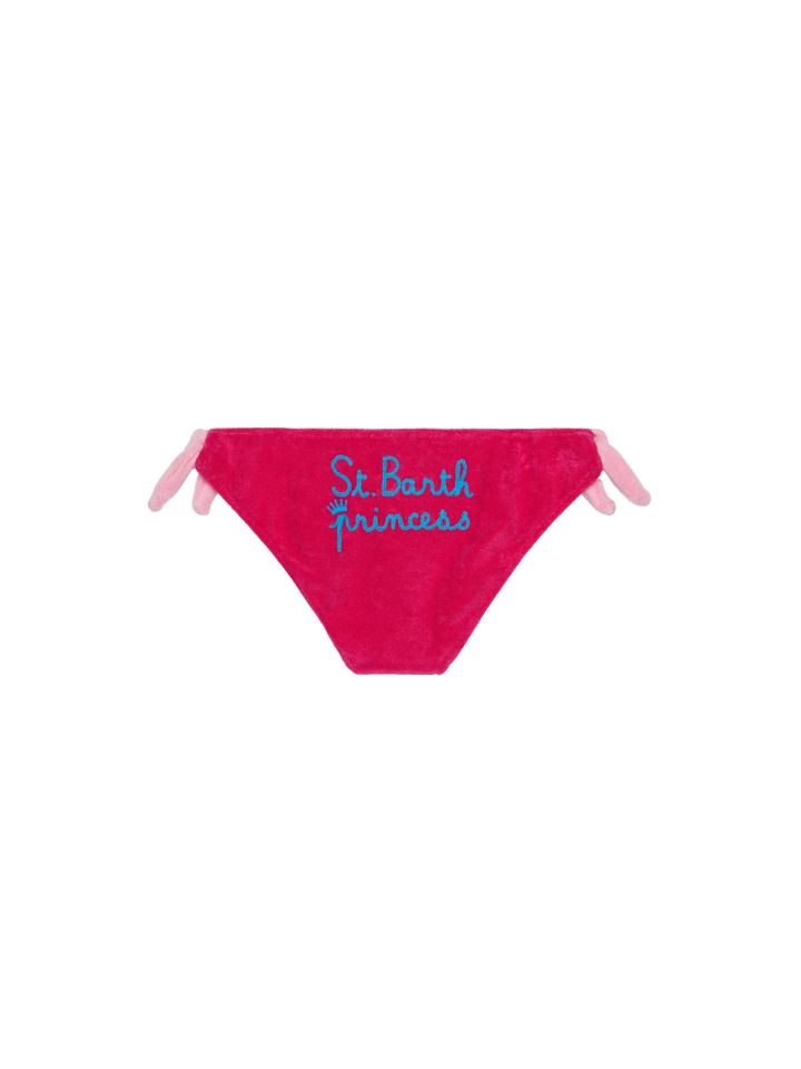 Slip da bagno da bambina fucsia con ricamo