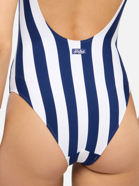 Costume intero Lora con scollatura posteriore e stampa a righe