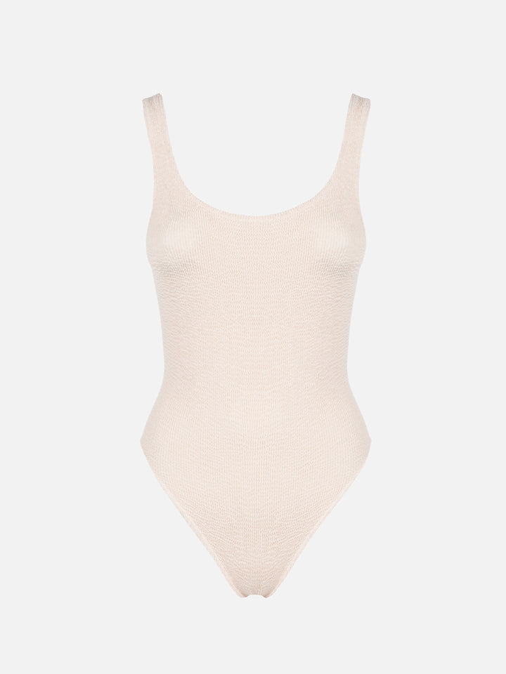 Costume intero da donna beige crinkle Lora