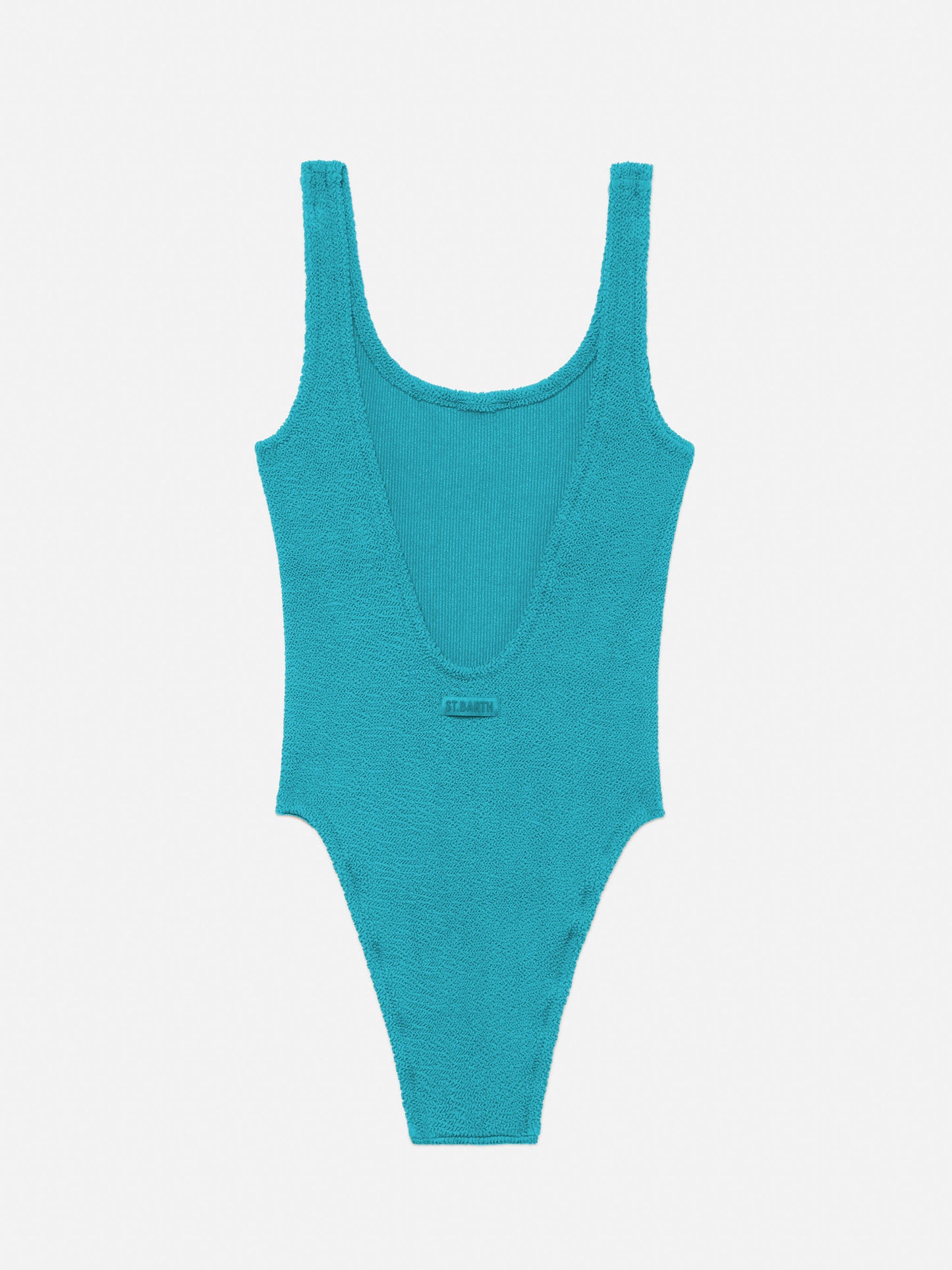 Woman teal lurex crinkle one piece swimsuit Lora