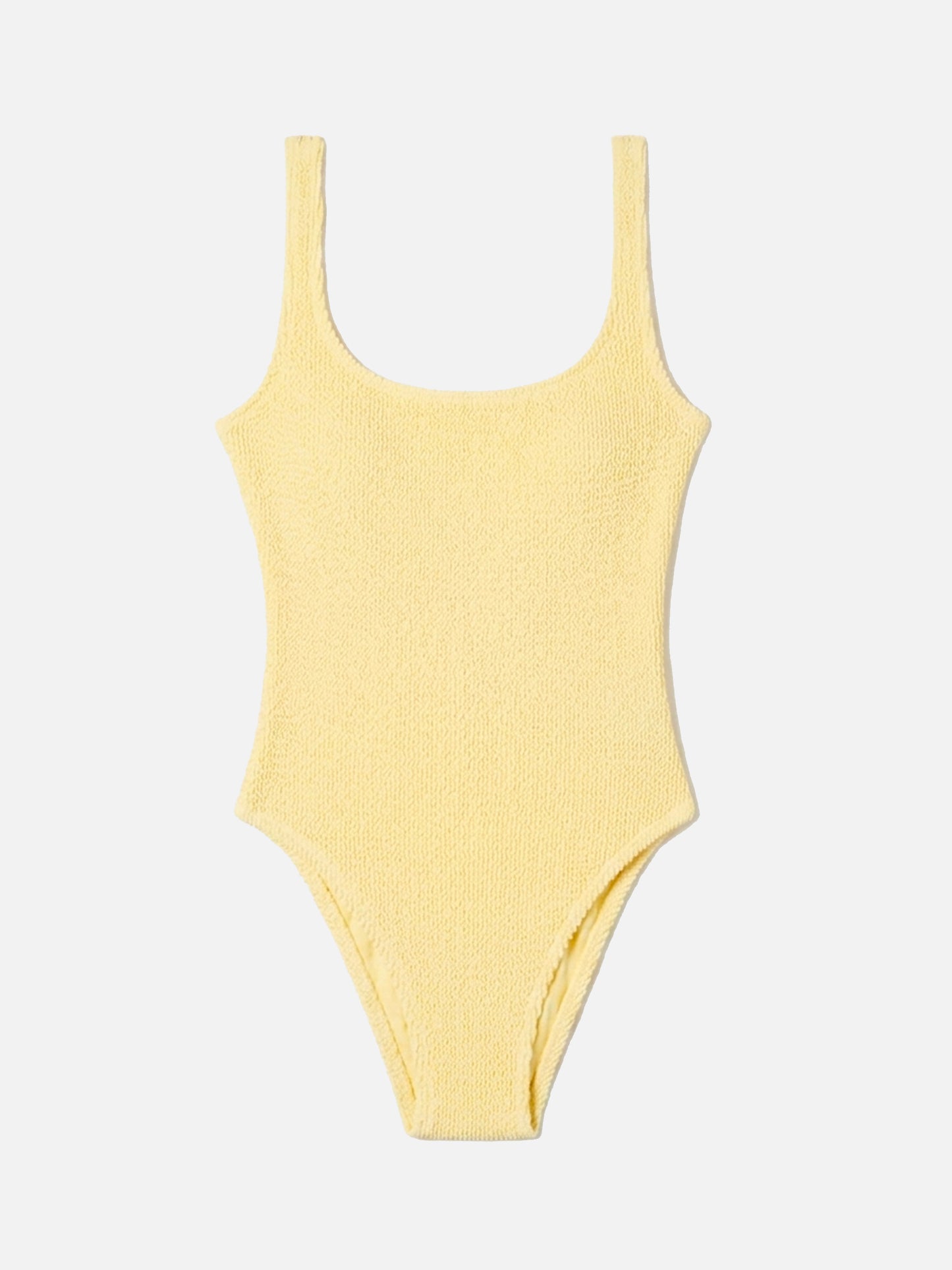 Bañador de una pieza Lora en tejido crinkle color amarillo mantequilla 