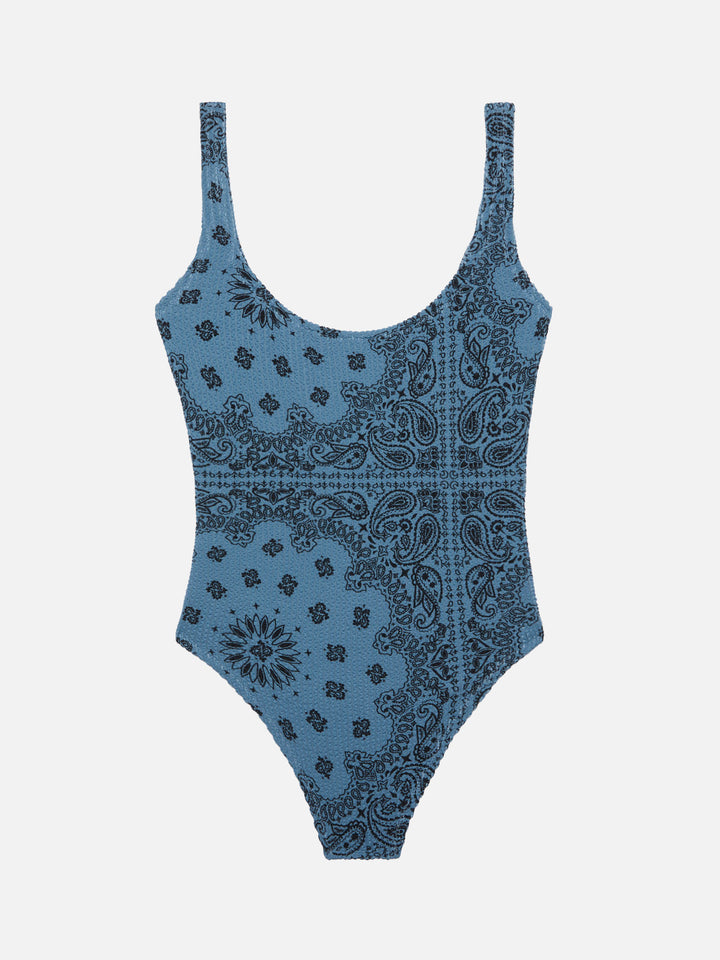 Lora Crinkle-Badeanzug mit Bandanna-Print
