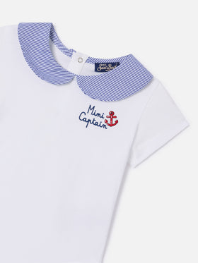 Body Lou in cotone organico con ricamo Mini Captain