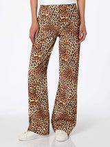 Woman corduroy pants Lisbeth with leopard print