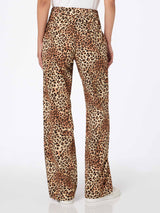 Woman corduroy pants Lisbeth with leopard print