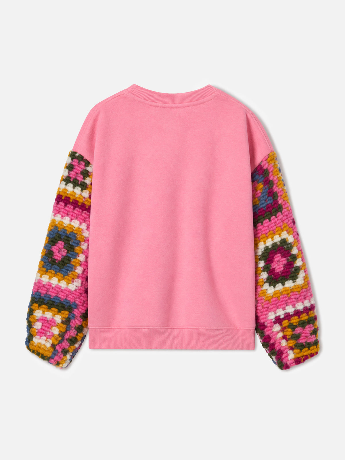 Felpa Lumiere Jr rosa con maniche in crochet