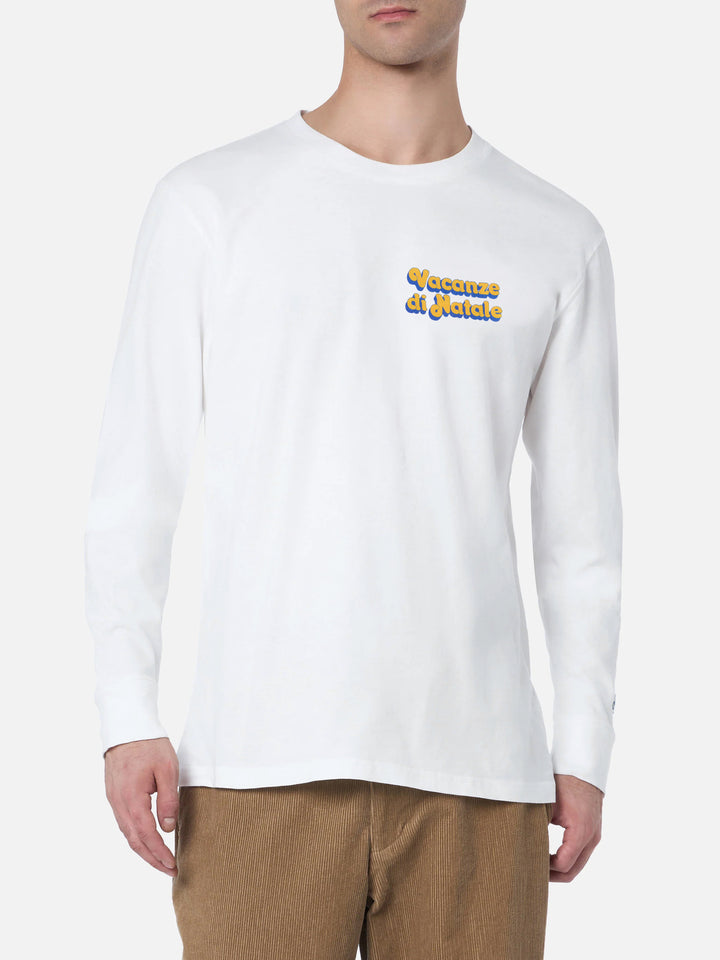 Luton long-sleeve winter cotton T-shirt in white with Vacanze di Natale print | VACANZE DI NATALE SPECIAL EDITION