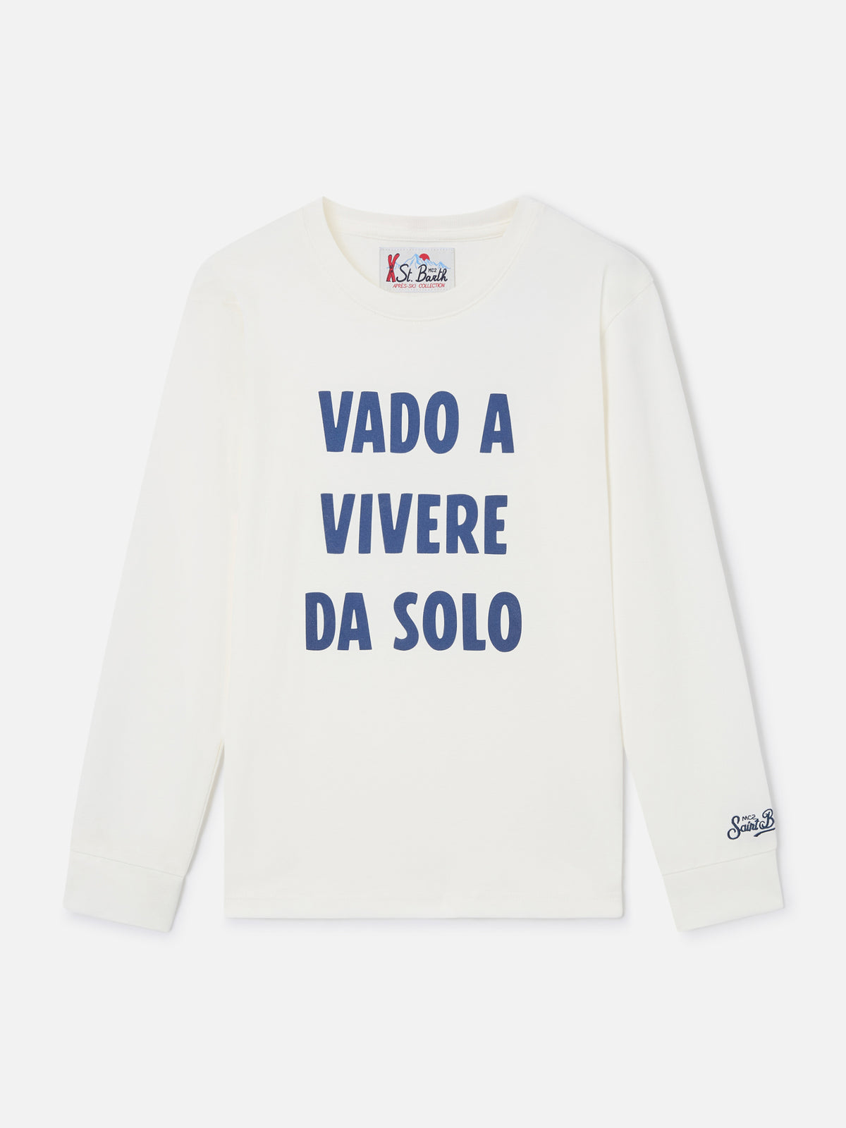 Camiseta de manga larga de algodón White Luton con estampado Vado A Vivere Da Solo 