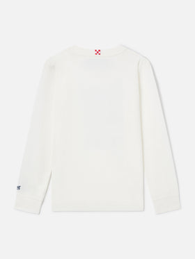 Camiseta de manga larga de algodón White Luton con estampado Vado A Vivere Da Solo 