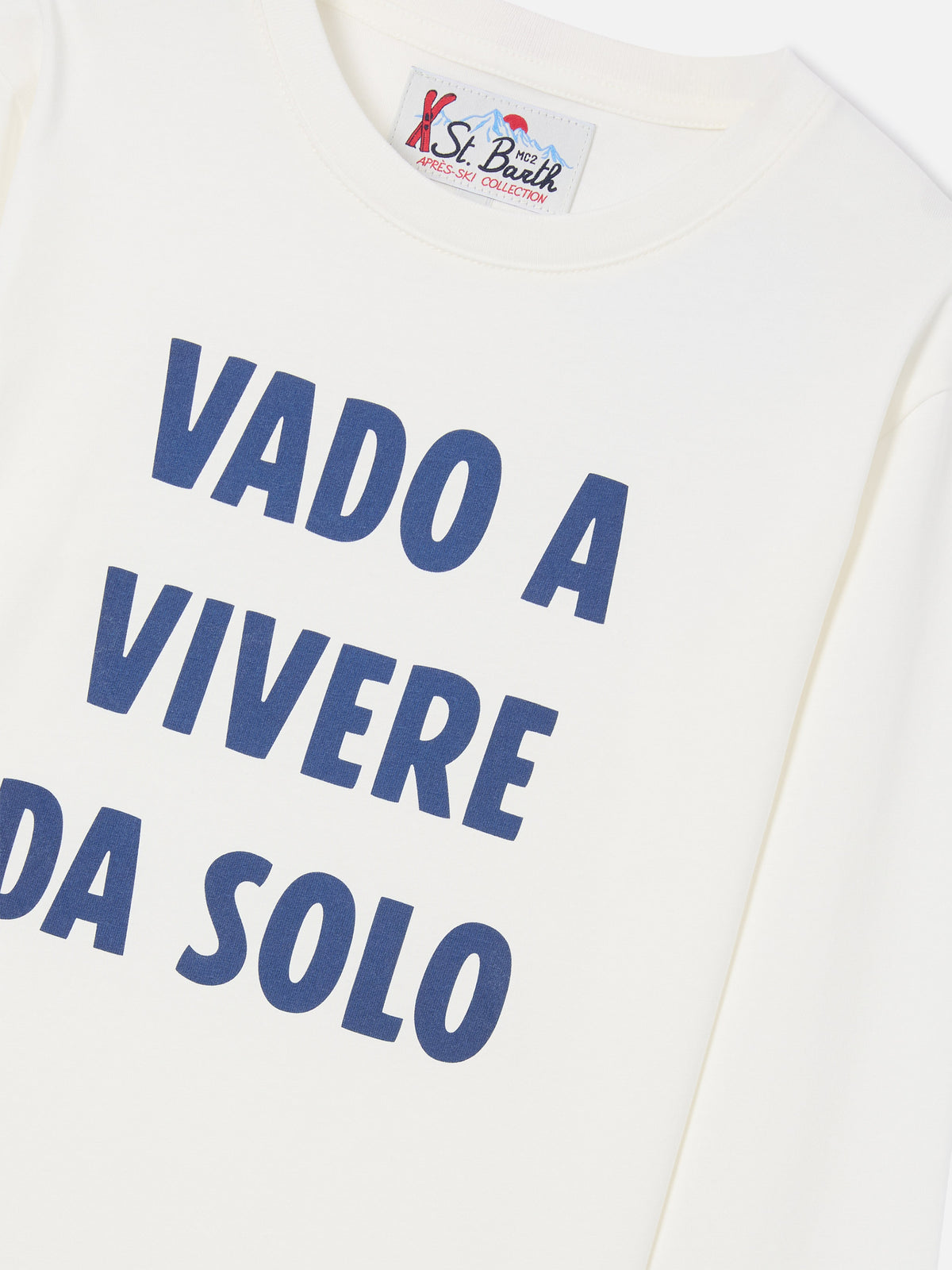 Camiseta de manga larga de algodón White Luton con estampado Vado A Vivere Da Solo 