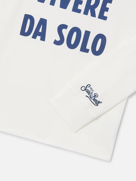 Camiseta de manga larga de algodón White Luton con estampado Vado A Vivere Da Solo 