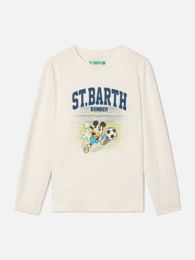 Camiseta blanca Luton de algodón orgánico de manga larga con estampado de Mickey Mouse | Special edition 