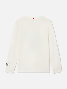 Camiseta de manga larga White Luton de algodón orgánico con estampado St. Moritz | Special edition 