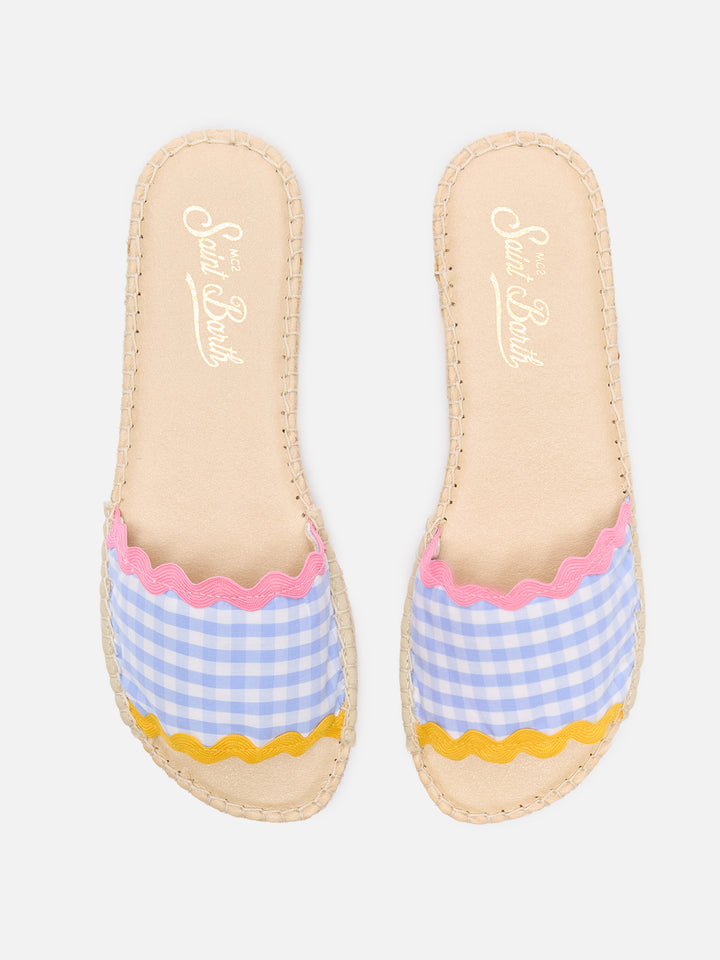 Luz Damen-Sandalen zum Hineinschlüpfen mit Vichy-Karomuster