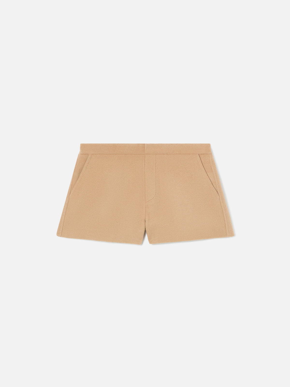 Shorts Elva beige in doppio tessuto di misto lana