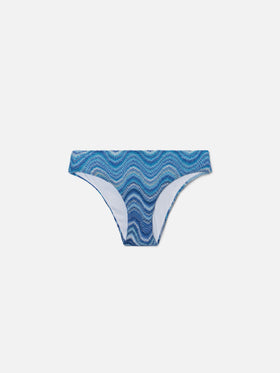 Slip mare Madame in raschel con motivo onde nei toni dell’azzurro