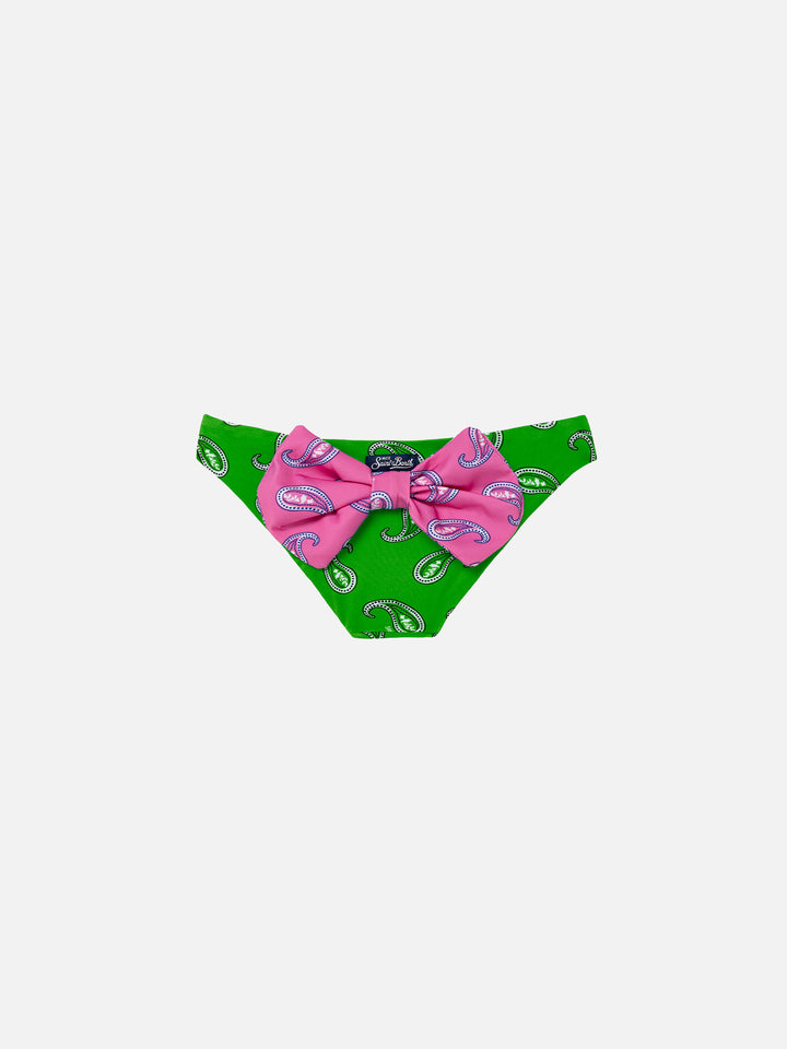 Girl swim briefs with paisley print