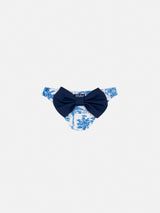 Madame swim briefs with bow and toile de jouy print